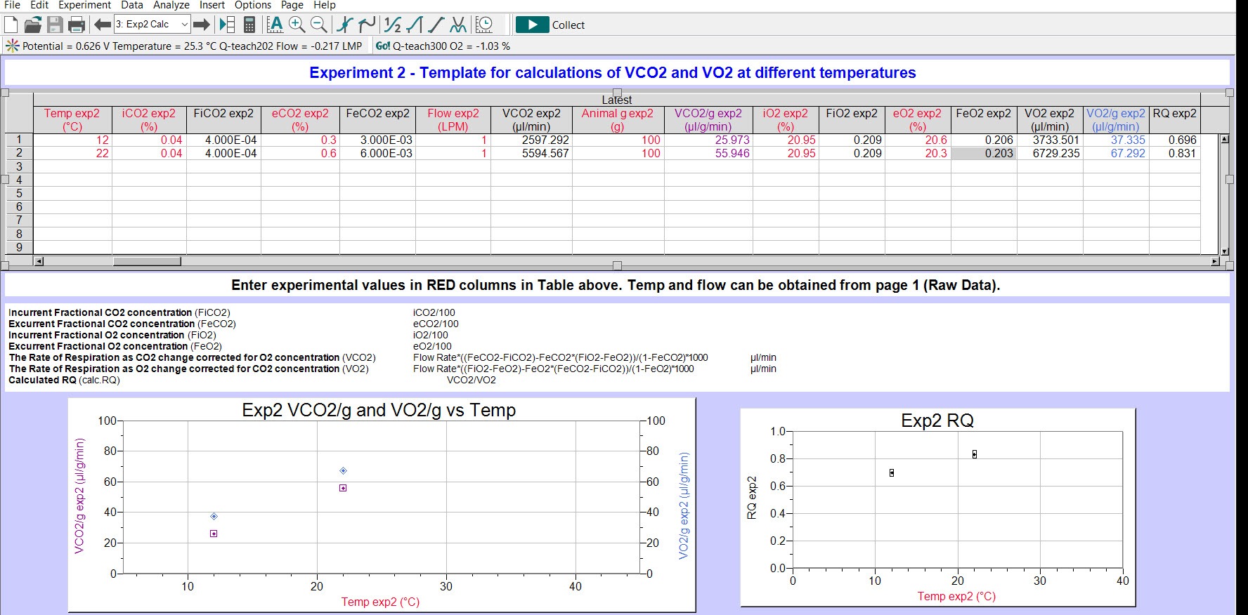 Q-teach animal CO2 and O2 software calculations page 3